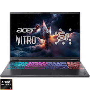 Laptop Acer Gaming 16 Nitro 16S AI AN16S-61, WQXGA IPS 180Hz, Procesor AMD Ryzen™ AI 9 365 (24M Cache, up to 5.0 GHz), 32GB DDR5, 1TB SSD, GeForce RTX 5070 8GB, No OS, Obsidian Black