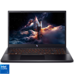 Laptop Acer Gaming 15.6 Nitro V 15 ANV15-52, FHD IPS 165Hz, Procesor Intel® Core™ 5 210H (12M Cache, up to 4.80 GHz), 16GB DDR5, 512GB SSD, GeForce RTX 4050 6GB, No OS, Obsidian Black