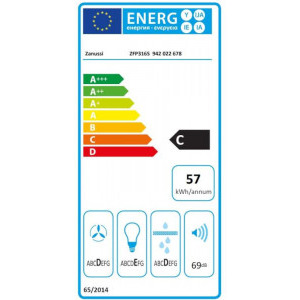 Zanussi telescopica ZFP316S, Putere de absorbtie 410 m3/h, 1 motor, 60 cm, Inox