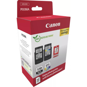 Canon Cartus PG-510 + CL-511 + Hartie foto GP-501 50 de coli Value Pack