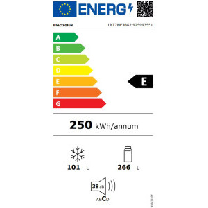 Electrolux LNT7ME36G2, 366 L, No Frost, Control electronic, Multi Flow, Iluminare LED, Clasa E, 201 cm, Alb