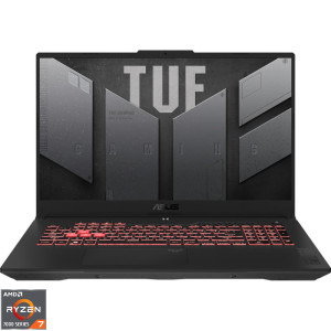 Laptop ASUS Gaming 17.3 TUF A17 FA707NUG, FHD 144Hz, Procesor AMD Ryzen™ 7 7445HS (16M Cache, up to 4.7 GHz), 16GB DDR5, 512GB SSD, GeForce RTX 4050 6GB, No OS, Mecha Gray