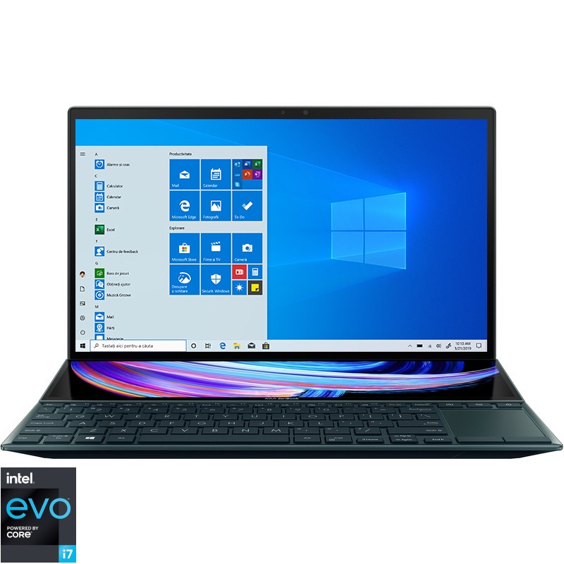 Ultrabook ASUS 14” ZenBook Duo 14 UX482EA, FHD, Procesor Intel® Core™ i7-1165G7 (12M Cache, up to 4.70 GHz, with IPU), 16GB DDR4X, 1TB SSD, Intel Iris Xe, Win 10 Pro, Celestial Blue ASUS imagine noua idaho.ro