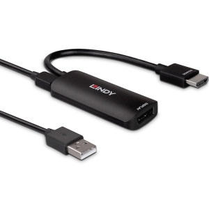 LINDY 1x HDMI 2.1 Male - 1x DisplayPort 1.4 Female, 1x Micro USB Female, 0.157m, negru
