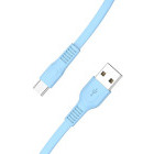 Cablu de date / adaptor Lamtech Flat USB Male la USB-C Male, 1 m, Blue, amperaj maxim suportat 3A