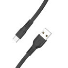 Cablu de date / adaptor Lamtech Flat USB Male la USB-C Male, 1 m, Black, amperaj maxim suportat 3A