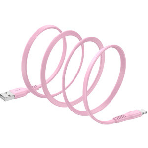 Lamtech Flat USB Male la USB-C Male, 1 m, Pink, amperaj maxim suportat 3A