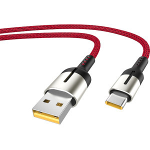 Lamtech USB Male la USB-C Male, 1.2 m, Red, amperaj maxim suportat 5A
