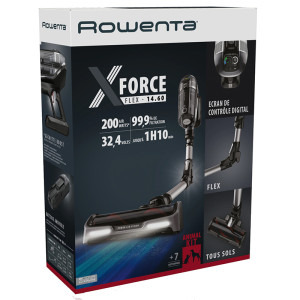 Rowenta vertical X-Force Flex 14.60 RH9958WA, 480W, Smart Control Display, Functie Boost, tehnologie Digital Force, tehnologie Flex, cap de aspirare Power Led Vision , Mod Auto, 0.9L, Negru/ gri, Negru - Gri