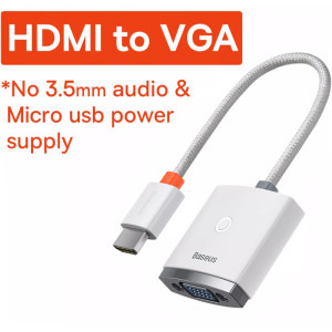 Baseus Lite, 1x HDMI Male - 1x VGA Female, 0.2 m, alb