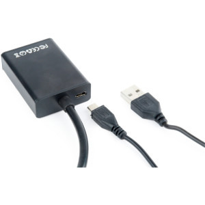 Gembird 1x VGA Male - 1x HDMI Female, 1x Jack 3.5 mm Male, 1x Micro USB Female, 0.15 m, negru