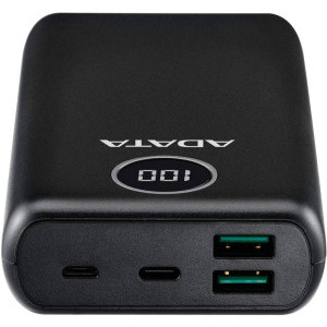 ADATA P20000QCD, 20000 mAh, 2x USB, 1x USB-C, 3A, Quick Charge 3.0, Black