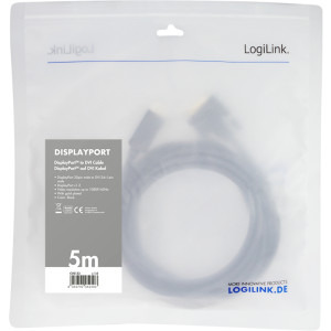 Logilink DisplayPort v1.2 Male - DVI-D Male, 5m, negru