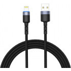 Cablu de date / adaptor Tellur USB Male la Lightning Male, Led, Nailon, 2 m, Black