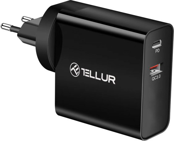 Incarcator retea Tellur PD30W, 48W, 1x USB, 1x USB-C, QuickCharge 3.0, Black, 3 adaptoare priza (US, EU, UK)