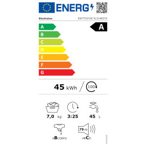 Electrolux EW7T3372E, 7 kg, 1300 RPM, Clasa A, Inverter, SteamCare, SensiCare, SoftPlus, Time Manager, Alb