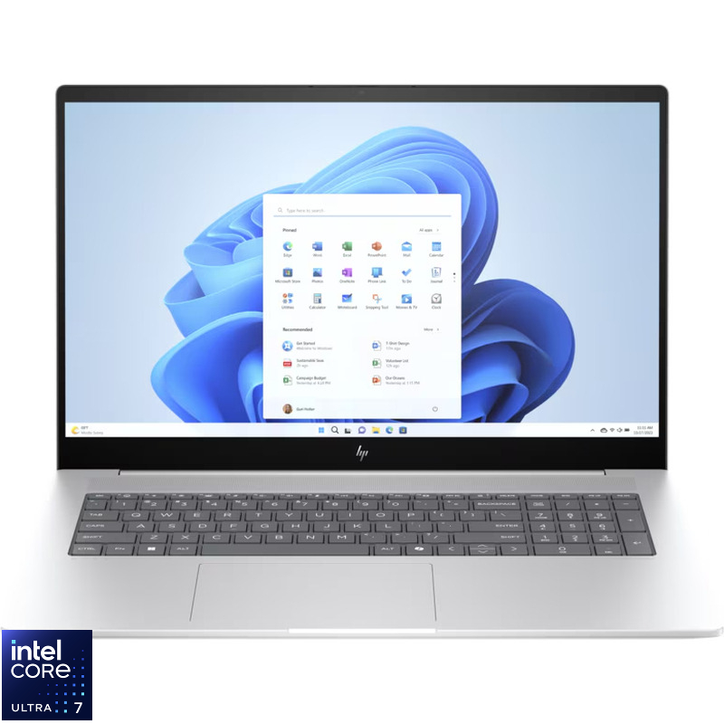 Laptop HP 17.3'' ENVY 17-da0021nn, FHD IPS Touch, Procesor Intel® Core™ Ultra 7 155H (24M Cache, up to 4.80 GHz), 16GB DDR5, 512GB SSD, Intel Arc, Win 11 Home, Glacier Silver