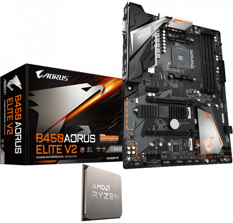 Procesor AMD Ryzen 5 3600 3.6GHz + Placa de baza GIGABYTE B450 AORUS ELITE V2 (Starter KIT)