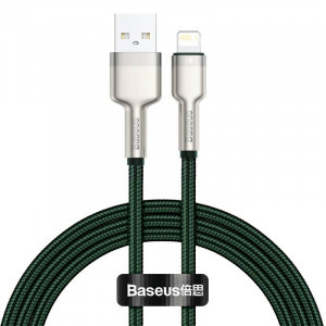 Cablu de date / adaptor Baseus Cafule Metal, CALJK-A06, USB Male la Lightning Male, 1 m, Green