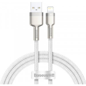 Cablu de date / adaptor Baseus Cafule Metal CALJK-B02, USB Male la Lightning Male, 2 m, White
