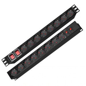 Logilink 16x Schuko, 2m, Two Pack, Black