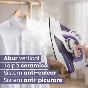 Daewoo Fier de calcat DSI3000P, 2600W, 25g/min, Alb/Violet