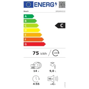 Bosch SMS4HVI21E, 14 seturi, 6 programe, Clasa C, EcoSilence Drive, ExtraDry, VarioDrawer, AquaStop, AquaSensor, ActiveWater, Home Connect, 60 cm, Inox