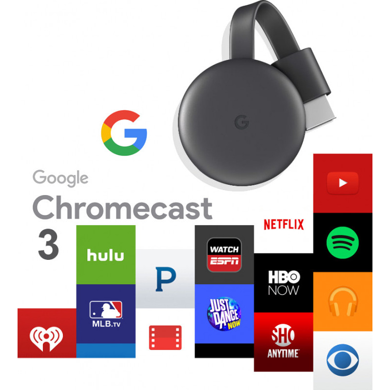 Mediaplayer Google ChromeCast 3.0 HDMI streaming media, negru, Netflix
