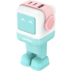 Incarcator retea Ugreen CD361, 2x USB-C, 1x USB, Quick Charge 65 W, GaN, Display, Cyan
