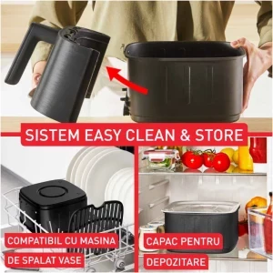 Tefal Friteuza cu aer cald Easy Fry Silence EY5728E1, 1670W, 5L, Negru