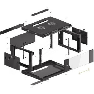 Lanberg WF01-6404-10B 4U, Wall mount, 600 x 450, Glass door, Negru