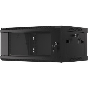 Lanberg WF01-6404-10B 4U, Wall mount, 600 x 450, Glass door, Negru
