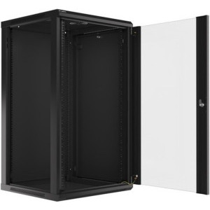 Lanberg WF01-6622-10B 22U, Wall mount, 600 x 600, Glass door, Negru