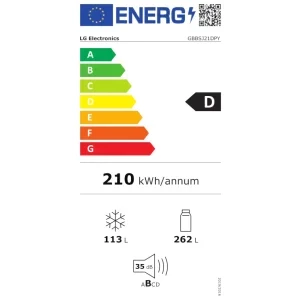 LG GBBSJ21DEP, 375 L, Clasa D, No Frost, Inverter, AI Fresh, LinearCooling, DoorCooling+, ThinQ, Control electronic, 203 cm, Negru