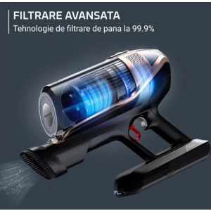 Rowenta X-Force Flex 15.60 RH99G3WO, vertical cu mop, 380W, 0.65L, Negru