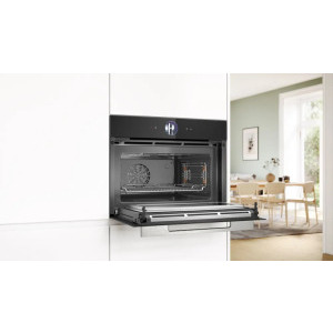Bosch CMG7361B1, Electric, 45 L, Autocuratare hidrolitica, EcoClean Direct, 4D HotAir, HotAir Gentle, Assist, Home Connect, Grill, Air Fry, Microunde, Negru