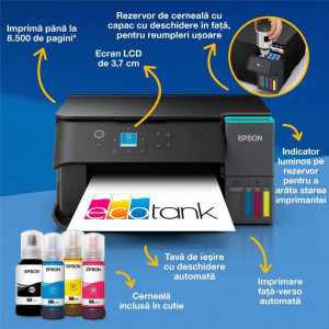 Epson EcoTank L4360, InkJet CISS, Color, Format A4, Duplex, Wi-Fi