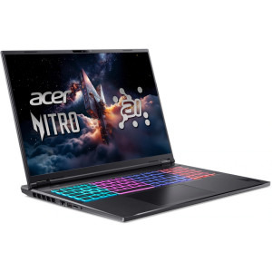 Acer Gaming 18'' Nitro 18 AI AN18-61, WQXGA IPS 165, Procesor AMD Ryzen™ AI 9 365 (24M Cache, up to 5.0 GHz), 32GB DDR5, 1TB + 1TB SSD, GeForce RTX 5070 Ti 12GB, No OS, Obsidian Black
