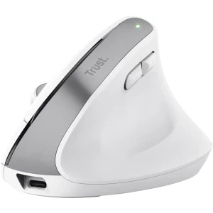 Trust Bayo+ Ergonomic, Silent click, Reincarcabil USB-C, Bluetooth + 2.4 GHz, White