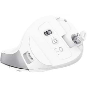 Trust Bayo+ Ergonomic, Silent click, Reincarcabil USB-C, Bluetooth + 2.4 GHz, White