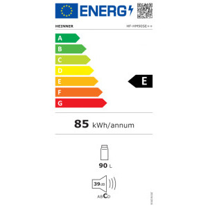 Heinner HF-HM90SE++, 90 L, Clasa E, Iluminare LED, 85 cm, Argintiu