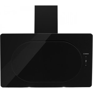 Hota Turbionaire decorativa TIS85WB, Putere de absorbtie 653 m3/h, Aspiratie perimetrala, Timer, Display, Control tactil, Iluminare LED, Clasa A++, 85 cm, Negru