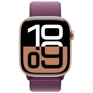 Apple Watch Series 10, Cellular, 46mm Carcasa Aluminium Rose Gold, Plum Sport Loop