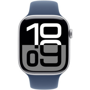 Apple Watch Series 10, 46mm Carcasa Aluminium Silver, Denim Sport Band - S/M