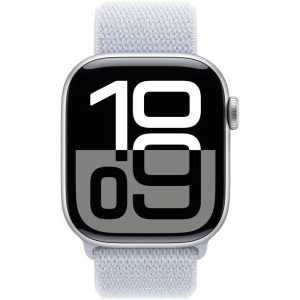 Apple Watch Series 10, 46mm Carcasa Aluminium Silver, Blue Cloud Sport Loop