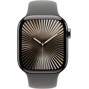 Apple Watch Series 10, 42mm Carcasa Titanium Natural, Stone Grey Sport Band - M/L, GPS + Cellular