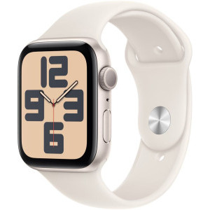 Apple Watch SE (2024), GPS, 44mm Aluminium Starlight cu Starlight Sport Band - M/L