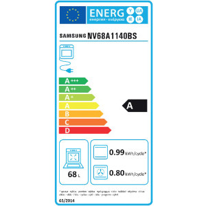 Samsung NV68A1140BS/OL, Electric, 68 L, Autocuratare catalitica, True convection, Display, Clasa A, Inox