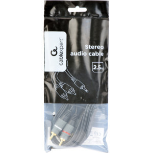 Gembird Jack 3.5 mm Male - 2x RCA Male, 2.5m, negru-gri