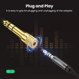 Ugreen 1x Jack 6.35 mm Male - 1x Jack 3.5 mm Female, auriu